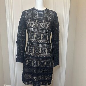 Parker nude and black lace dress size large